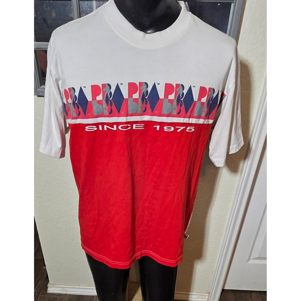 Vintage Adidas PBA Professional Bowlers Association T-Shirt Red White Mens L
